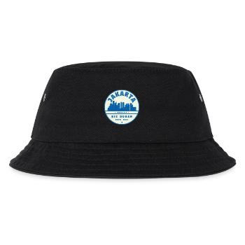 Jakarta Skyline Rundlogo Blau Weiß - Kinder Bucket Hat - Schwarz - Vorne
