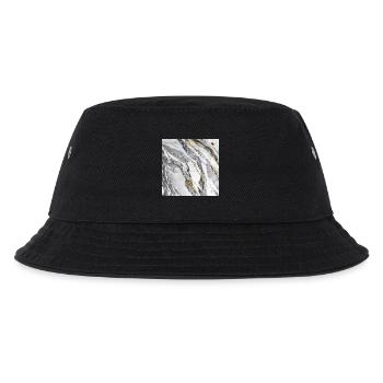 Marmor Naturstein Weiß Gold Textur - Kinder Bucket Hat - Schwarz - Vorne