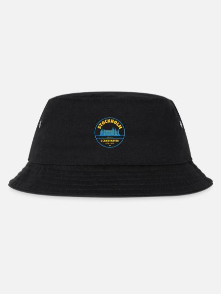 Stockholm Skyline Abzeichen Blau Gelb - Kinder Bucket Hat - Schwarz