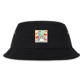 Valentinstag Tiere - Teebeutel Eulen - Kinder Bucket Hat - Schwarz - Vorne