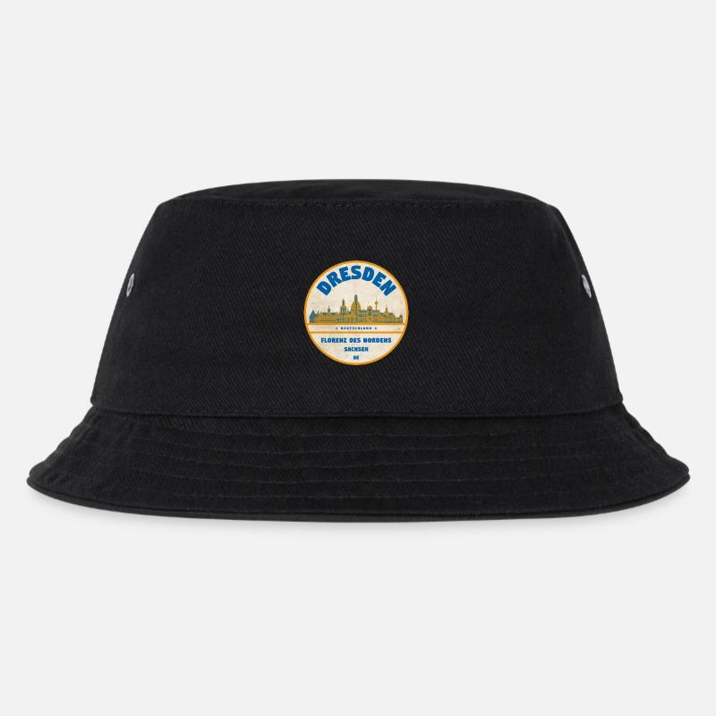 Dresden Skyline Vintage-Label - Kinder Bucket Hat - Schwarz