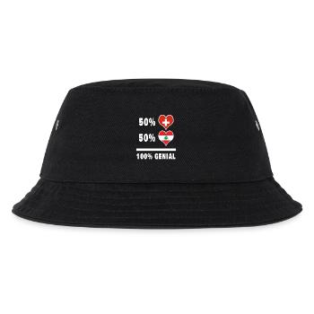 Libanon und Schweiz 100% Genial Flagge - Kinder Bucket Hat - Schwarz - Vorne