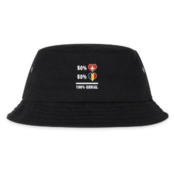Rumänien und Schweiz 100% Genial Flagge - Kinder Bucket Hat - Schwarz - Vorne