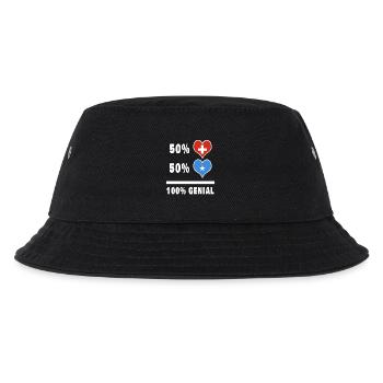 Somalia und Schweiz 100% Genial Flagge - Kinder Bucket Hat - Schwarz - Vorne