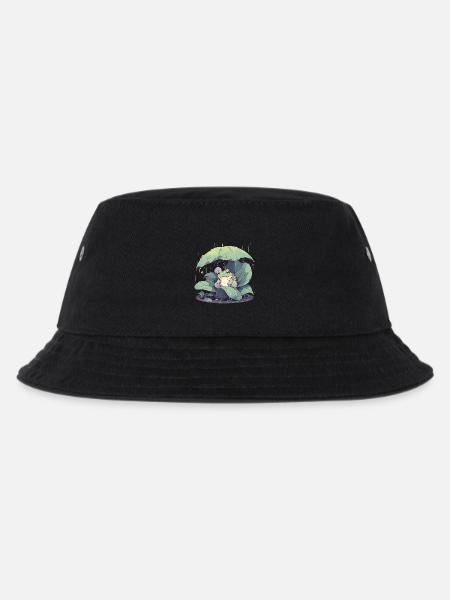 Frog under umbrella among the leaves - Kids’ Bucket Hat - black