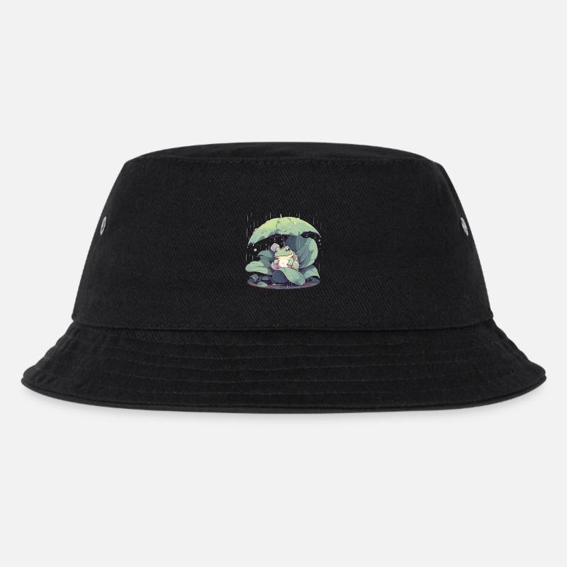 Frosch unter dem Schirm zwischen den Blättern - Kinder Bucket Hat - Schwarz