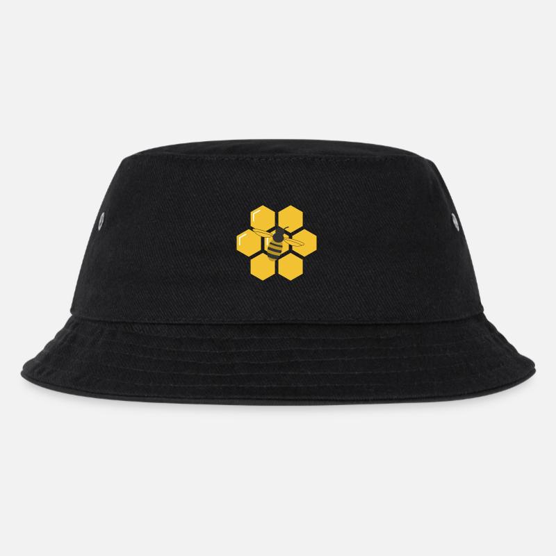 Biene und Waben - Kinder Bucket Hat - Schwarz