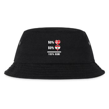 Libanon und Dänemark 100% geniale Flagge - Kinder Bucket Hat - Schwarz - Vorne