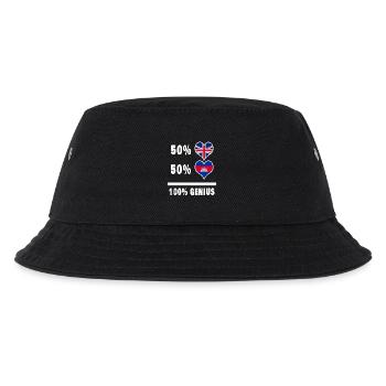 Kambodscha und Großbritannien 100% Genius Flagge - Kinder Bucket Hat - Schwarz - Vorne