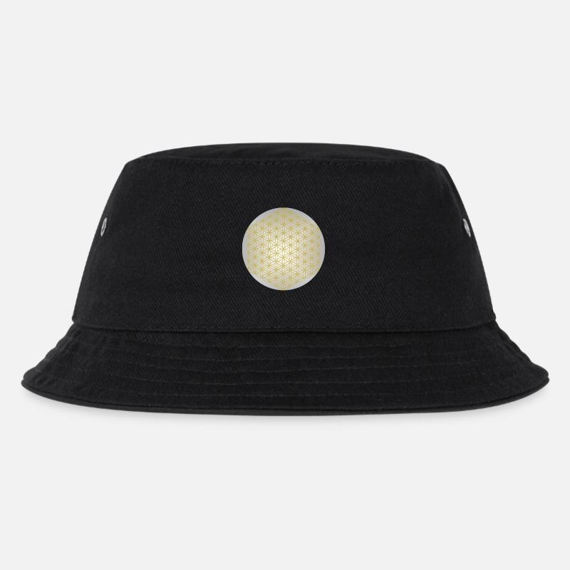 Blume des Lebens Gold - 5. Dimension - Mandala - Kinder Bucket Hat - Schwarz