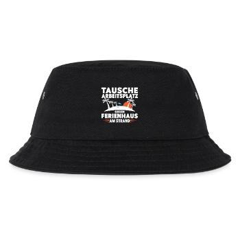 Tausche Arbeitsplatz gegen Ferienhaus am Strand! - Kinder Bucket Hat - Schwarz - Vorne