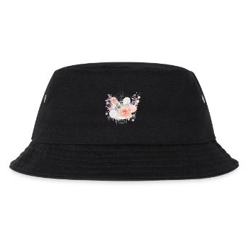 Komposition aus Seerosen und Hortensien Blüten - Kinder Bucket Hat - Schwarz - Vorne