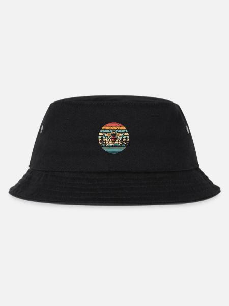 Retro Sunset Bee - Kids’ Bucket Hat - black