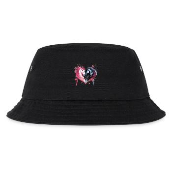 Pferdeköpfe in Herzform - Kinder Bucket Hat - Schwarz - Vorne
