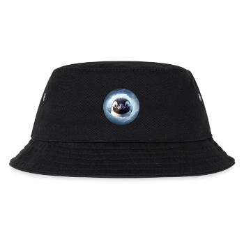 Pinguin schaut durch Schnee Loch - Kinder Bucket Hat - Schwarz - Vorne