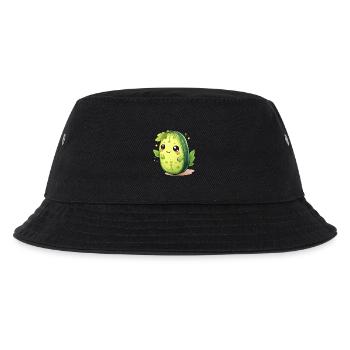 Kawaii Kaktus Gurke Männchen – Süßes Design - Kinder Bucket Hat - Schwarz - Vorne