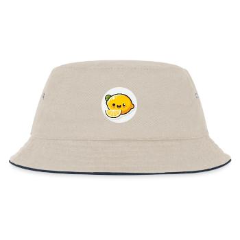 Cute laughing yellow lemon in comic style - Kids’ Bucket Hat - ecru/navy - Front
