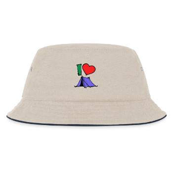 Camping Statement Wanderer Herz Wanderlust Zelten - Kinder Bucket Hat - Natur/Navy - Vorne