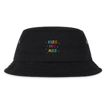 Rainbow Cross Stitch Word Art Design - Kids’ Bucket Hat - black - Front