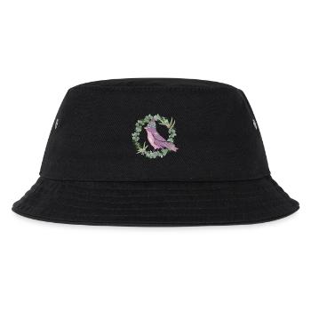 Vogel mit Misteln & Eukalyptus in Winter Stimmung - Kinder Bucket Hat - Schwarz - Vorne