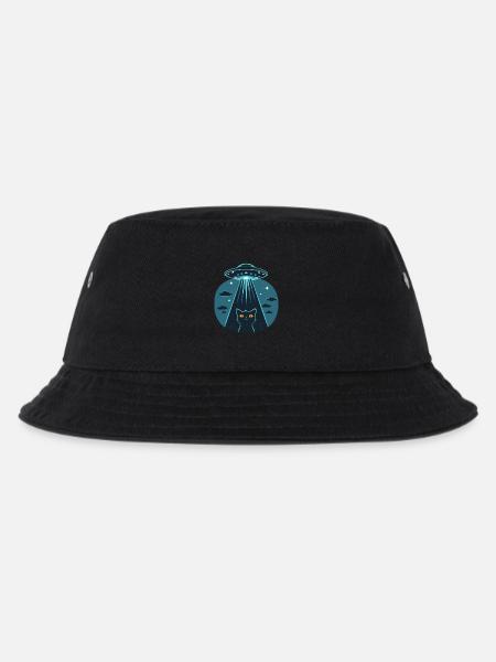 Witziges Ufo, Alien, Katze - Kinder Bucket Hat - Schwarz