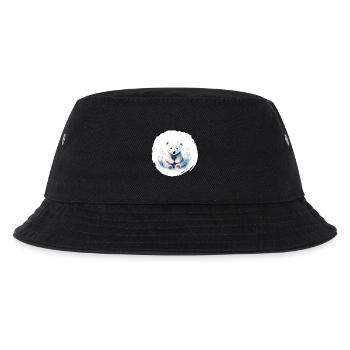 Eisbär Aquarell - Kinder Bucket Hat - Schwarz - Vorne