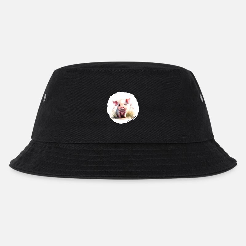 Ferkel Aquarell - Kinder Bucket Hat - Schwarz
