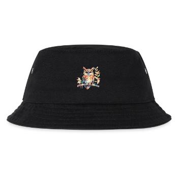 Eule mit Brille - Kinder Bucket Hat - Schwarz - Vorne