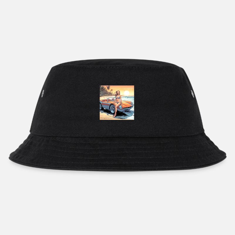 Mädchen mit Auto und Traumnatur 3 - Kinder Bucket Hat - Schwarz