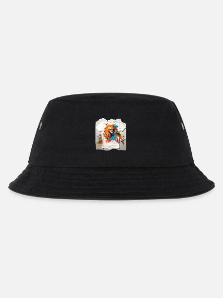 Painted lion - Kids’ Bucket Hat - black