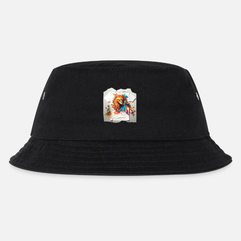 Painted lion - Kids’ Bucket Hat - black