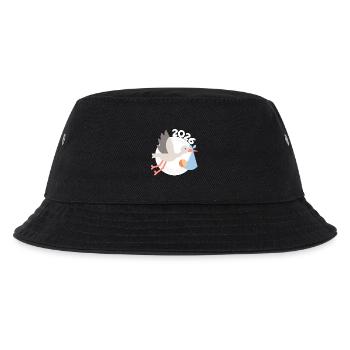 Storch mit Baby 2026 - Kinder Bucket Hat - Schwarz - Vorne