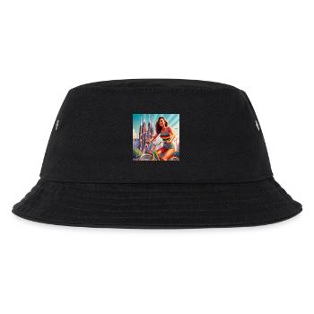 Vintage rainbow bike with pinup - Kids’ Bucket Hat - black - Front