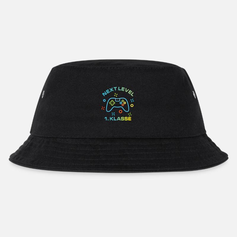 Bunte Spielekonsole Next Level 1.Klasse - Kinder Bucket Hat - Schwarz