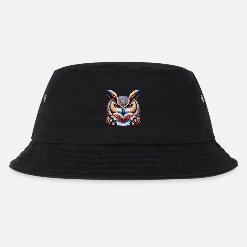Eule - Kinder Bucket Hat - Schwarz