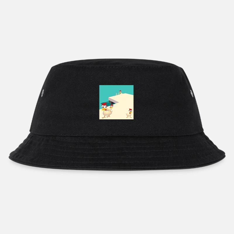 HÜHNER SCHWIMMEN AM SEE - Kinder Bucket Hat - Schwarz