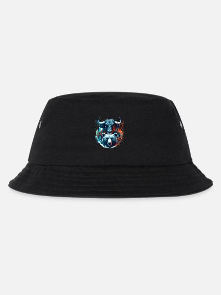 Finanzen Stier Bär Börse Wallstreet Geschenk - Kinder Bucket Hat - Schwarz