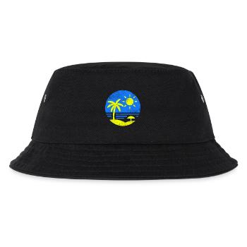 Vintage Strand Blau Gelb - Kinder Bucket Hat - Schwarz - Vorne