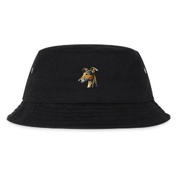 Windhundkopf im geometrischen Kunststil, Polygon - Kinder Bucket Hat - Schwarz - Vorne