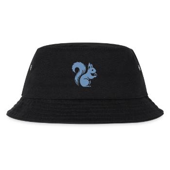 Minimalistische Eichhörnchen Silhouette mit Nuss - Kinder Bucket Hat - Schwarz - Vorne