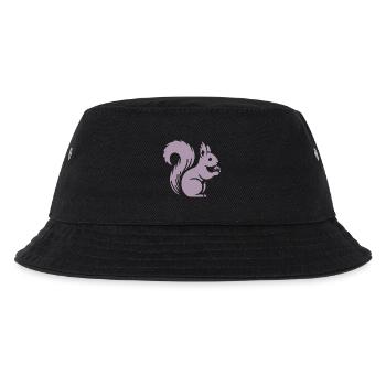 Minimalistische Eichhörnchen Silhouette mit Nuss - Kinder Bucket Hat - Schwarz - Vorne