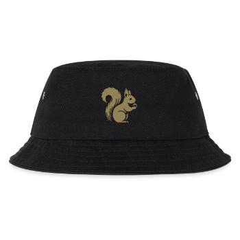 Minimalistische Eichhörnchen Silhouette mit Nuss - Kinder Bucket Hat - Schwarz - Vorne