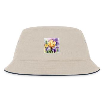 Iris iris purple orange | Watercolor Design - Kids’ Bucket Hat - ecru/navy - Front