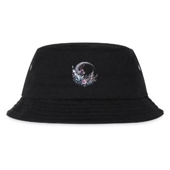 Mondsichel in Silber, mit Kristalle und Blumen - Kinder Bucket Hat - Schwarz - Vorne