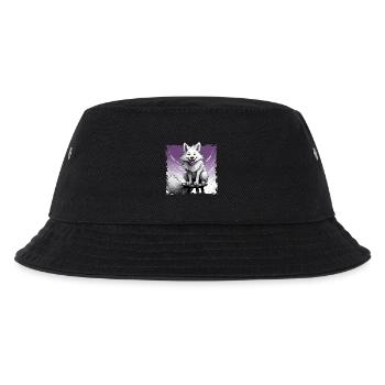 Fuchs comic, lachend, sitzt auf Hocker | Poster - Kinder Bucket Hat - Schwarz - Vorne