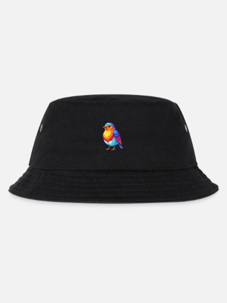 Robin Bunte Kawaii Cartoon Figur Vogel - Kinder Bucket Hat - Schwarz