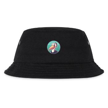Pelikan Kawaii Cartoon Figur Tier Haustier Gesicht - Kinder Bucket Hat - Schwarz - Vorne