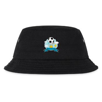 Fußball Heißluftballon Namensschild blau - Kinder Bucket Hat - Schwarz - Vorne