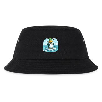 Witziger Pinguin mit Ananas auf Eisscholle - Kinder Bucket Hat - Schwarz - Vorne