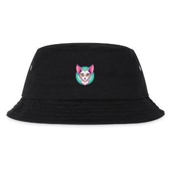 Orientalische Katzenrasse Karikatur Kawaii Tier Haustier - Kinder Bucket Hat - Schwarz - Vorne